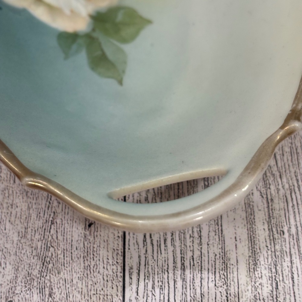 Antique Hand Painted Oval Porcelain China Tray Roses Bavaria Relish Dish‎ Blue - Picture 9 of 10